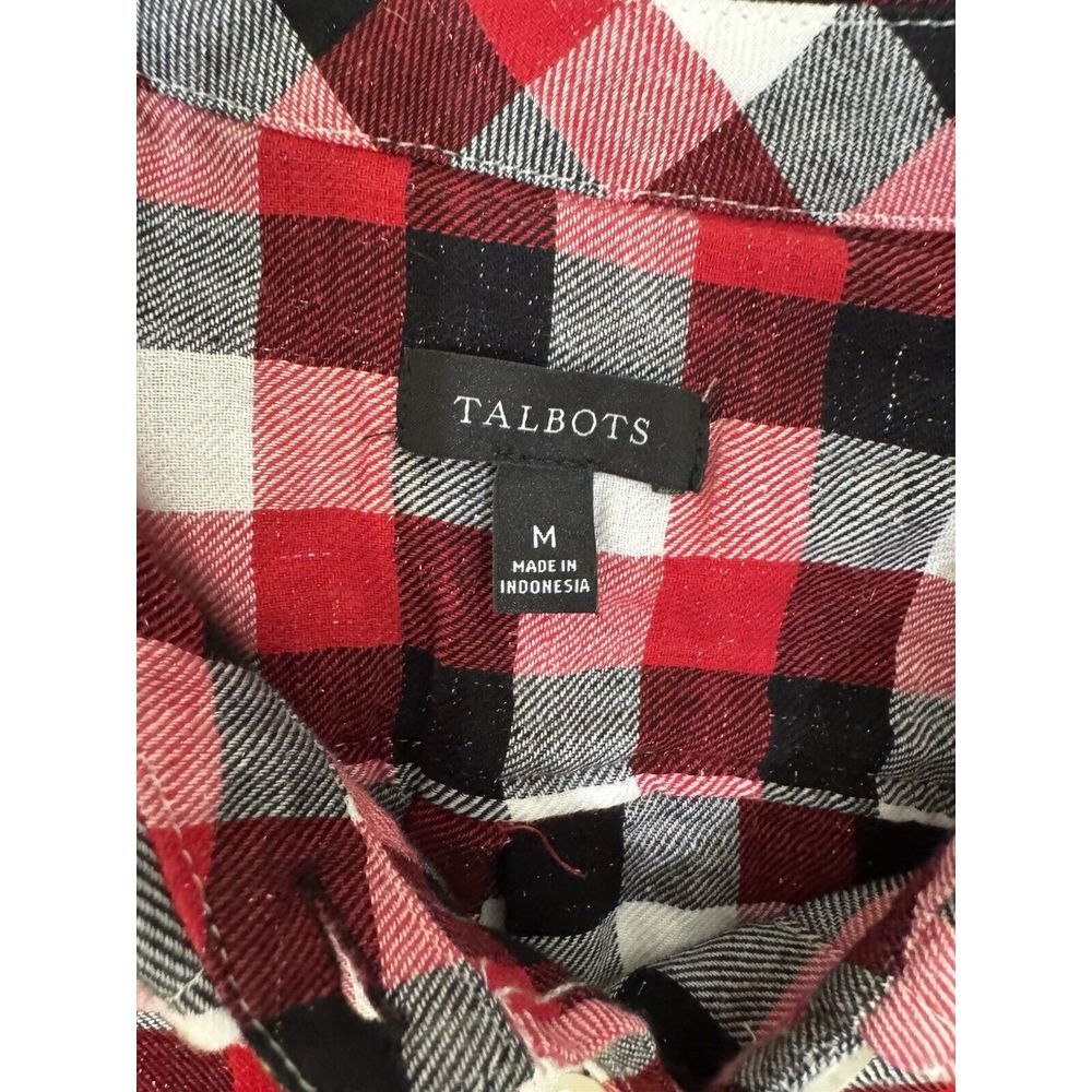 Talbots | Classic Cotton Shirt |  Red Pop Plaid  | Size M - Picture 5 of 7